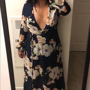 Navy floral floor length dress